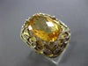 ESTATE LARGE 7.95CT DIAMOND & AAA CITRINE 14K WHITE & YELLOW GOLD FILIGREE RING