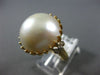 ESTATE EXTRA LARGE 1.33CT DIAMOND & MABE PEARL 14KT WHITE GOLD FLEUR DE LIS RING