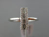 ESTATE .21CT ROUND & BAGUETTE DIAMOND 14KT WHITE GOLD RECTANGULAR FLAT FUN RING