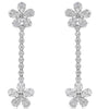 LARGE 3.65CT DIAMOND 18KT WHITE GOLD 3D ROUND & BAGUETTE FLOWER HANGING EARRINGS