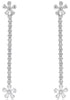 LARGE 3.17CT DIAMOND 18KT WHITE GOLD 3D ROUND & BAGUETTE FLOWER HANGING EARRINGS