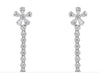 LARGE 3.17CT DIAMOND 18KT WHITE GOLD 3D ROUND & BAGUETTE FLOWER HANGING EARRINGS