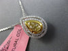 ESTATE LARGE 1.57CT WHITE & FANCY YELLOW DIAMOND 18K TWO TONE GOLD PEAR PENDANT