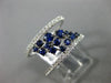 ESTATE WIDE .98CT DIAMOND & AAA SAPPHIRE 14K WHITE GOLD CLUSTER ANNIVERSARY RING