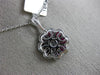 ESTATE 1.46CT DIAMOND & AAA RUBY 18K WHITE GOLD FLOWER FILIGREE MILGRAIN PENDANT