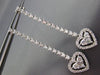 ESTATE LONG 2.25CT DIAMOND 14KT WHITE GOLD 3D HEART LOVE HALO HANGING EARRINGS