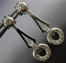ESTATE .35CT DIAMOND 14KT WHITE GOLD 3D CLASSIC CIRCULAR HANGING EARRINGS #15178