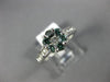 ESTATE .72CT WHITE AND BLUE DIAMOND 14KT WHITE GOLD 3D FLOWER CLUSTER LOVE RING
