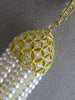 ESTATE EXTRA LARGE .51CT DIAMOND & AAA PEARL 18KT YELLOW GOLD 3D TASSLE NECKLACE