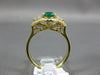 ESTATE 1.42CT DIAMOND & AAA EMERALD 14KT YELLOW GOLD 3D FLOWER ENGAGEMENT RING