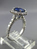 ESTATE LARGE 2.17CT DIAMOND & AAA SAPPHIRE 18KT WHITE GOLD HALO ENGAGEMENT RING