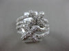 ESTATE WIDE 1.91CT DIAMOND 18K WHITE GOLD 3D MULTI ROW FLOWER BUTTERFLY FUN RING