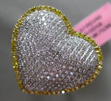 ESTATE MASSIVE 1.78CT DIAMOND 18KT WHITE & YELLOW GOLD 3D PUFF HEART LOVE RING