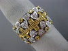 ESTATE LARGE .61CT WHITE & FANCY YELLOW DIAMOND 18K 2 TONE GOLD CROSS HEART RING