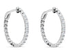 ESTATE 1.81CT DIAMOND 18K WHITE GOLD 3D CLASSIC INSIDE OUT HOOP HANGING EARRINGS