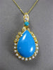 ANTIQUE LARGE .20CT OLD MINE DIAMOND 22KT YELLOW GOLD PEARL & TURQUOISE PENDANT