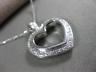 ESTATE .40CT DIAMOND 18KT WHITE GOLD 3D CLASSIC OPEN HEART PAVE PENDANT #11939