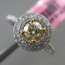 ESTATE .80CT WHITE & YELLOW DIAMOND 18K TWO TONE GOLD 3D CLASSIC ENGAGEMENT RING
