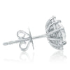 ESTATE 1.58CT DIAMOND 18KT WHITE GOLD ROUND SOLITAIRE FLOWER HALO STUD EARRINGS