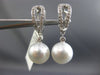 ESTATE .26CT DIAMOND & AAA SOUTH SEA PEARL 14KT WHITE GOLD 3D HANGING EARRINGS
