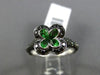 ESTATE 2.50CT DIAMOND & TZAVORITE 14KT WHITE BLACK GOLD 3D 4 CLOVER FLOWER RING