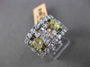 ESTATE WIDE 3.51CT WHITE & FANCY YELLOW DIAMOND 18KT WHITE GOLD ETOILE FUN RING