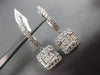 ESTATE LARGE 1.50CT DIAMOND 18KT WHITE GOLD 3D SQUARE CLUSTER HANGING EARRINGS