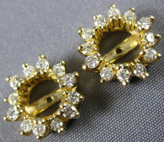 ESTATE .48CT DIAMOND 14KT YELLOW GOLD CLASSIC STAR FLOWER EARRING JACKETS #20880
