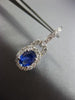 ESTATE 2.58CT DIAMOND & AAA SAPPHIRE 14KT WHITE GOLD OVAL HALO HANGING EARRINGS