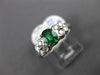 ESTATE 1.02CT DIAMOND & AAA EMERALD 18KT WHITE GOLD BUTTERFLY ENGAGEMENT RING