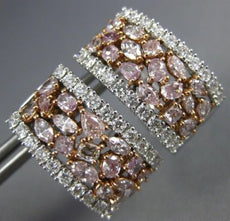 ESTATE LARGE 3.63CT WHITE & PINK DIAMOND 18KT WHITE & ROSE GOLD CLIP ON EARRINGS