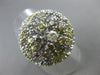 ESTATE LARGE 3.27CT MULTI COLOR DIAMONDS 18KT WHITE GOLD FLOWER DOME SHAPE RING