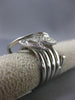 ANTIQUE WIDE .60CT DIAMOND 14KT WHITE GOLD 3D CLASSIC PAVE LEAF COIL RING #16809
