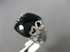 ESTATE WIDE .05CT DIAMOND & AAA EXTRA FACET ONYX 14KT WHITE GOLD HEART LOVE RING