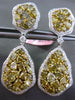 ESTATE LARGE GIA 9.55CT WHITE & YELLOW DIAMOND 18KT 2 TONE GOLD HANGING EARRINGS