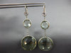 EXTRA LARGE 26CT AAA WHITE SAPPHIRE & GREEN AMETHYST 14K WHITE GOLD 3D EARRINGS