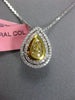 ESTATE LARGE 1.57CT WHITE & FANCY YELLOW DIAMOND 18K TWO TONE GOLD PEAR PENDANT