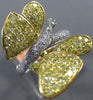 ESTATE LARGE 2.97CT WHITE & FANCY YELLOW DIAMOND 18KT 2 TONE GOLD BUTTERFLY RING