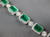 ESTATE LARGE 14.25CT DIAMOND & AAA EMERALD 18K WHITE GOLD SQUARE TENNIS BRACELET