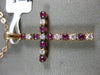 ESTATE LARGE .49CT DIAMOND & AAA RUBY 18KT ROSE GOLD 3D CROSS FLOATING PENDANT