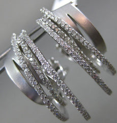 ESTATE LARGE .79CT DIAMOND 14KT WHITE GOLD 3D MULTI ROW CLIP ON HANGING EARRINGS
