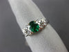ESTATE 1.02CT DIAMOND & AAA EMERALD 18KT WHITE GOLD BUTTERFLY ENGAGEMENT RING