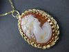 ANTIQUE 14KT YELLOW GOLD HAND CARVED LADY SHELL CAMEO PENDANT BEAUTIFUL! #22105