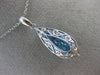 ESTATE LARGE 3.12CT DIAMOND & AAA BLUE TOPAZ 14K WHITE GOLD 3D TEAR DROP PENDANT
