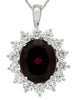 ESTATE 7.10CT DIAMOND & AAA RHODOLITE 14K WHITE GOLD 3D OVAL HALO FLOWER PENDANT