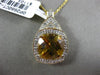 ESTATE LARGE 3.96CT DIAMOND & AAA CITRINE 14KT YELLOW GOLD OPEN FILIGREE PENDANT
