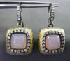 ESTATE .60CT DIAMOND PINK QUARTZ 14K BLACK YELLOW GOLD FILIGREE HANGING EARRINGS