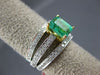 ESTATE LARGE 1.38CT DIAMOND & AAA EMERALD 18KT WHITE GOLD SQUARE ENGAGEMENT RING