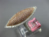 ESTATE LARGE 1.0CT WHITE & PINK DIAMOND 18K WHITE & ROSE GOLD MARQUISE HALO RING