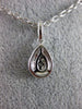 ESTATE .44CT DIAMOND 18KT WHITE GOLD CLASSIC CLUSTER TEAR DROP FLOATING PENDANT